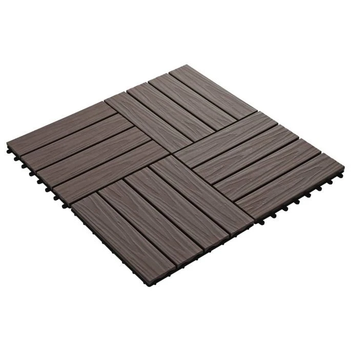 Carreau De Terrasse En Relief 11 Pcs WPC 30x30 Cm 1 M² Marron 4 Carreau De Terrasse En Relief 11 Pcs WPC 30x30 Cm 1 M² Marron – Image 2