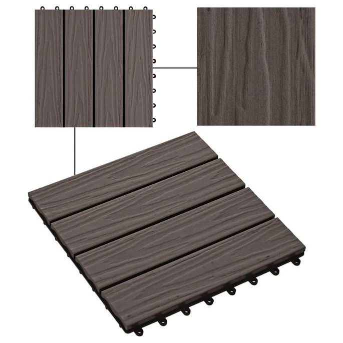 Carreau De Terrasse En Relief 11 Pcs WPC 30x30 Cm 1 M² Marron 6 Carreau De Terrasse En Relief 11 Pcs WPC 30x30 Cm 1 M² Marron – Image 4