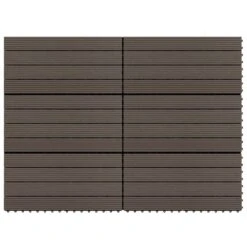 Carreaux De Terrasse 6 Pcs WPC 60x30 Cm 1,08 M² Marron Foncé