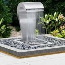 Cascade De Jardin Argenté 52,4x34,2x82 Cm Acier Inoxydable