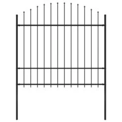 Clôture De Jardin à Dessus En Lance Acier (1,5-1,75)x1,7 M Noir