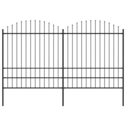 Clôture De Jardin à Dessus En Lance Acier (1,75-2)x3,4 M Noir