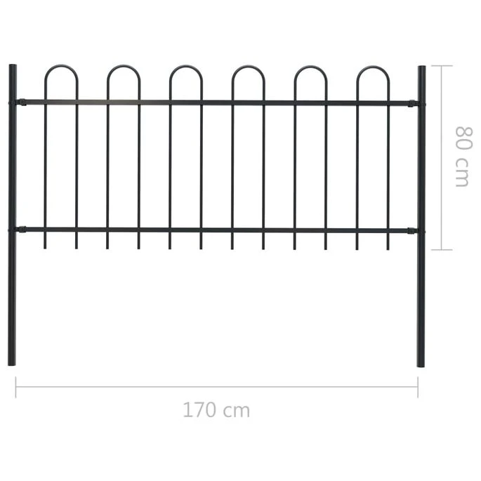 Clôture De Jardin Avec Dessus En Cerceau Acier 1,7 M Noir 3 7 Clôture De Jardin Avec Dessus En Cerceau Acier 1,7 M Noir 3 – Image 5