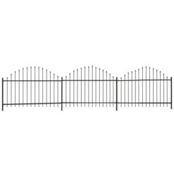 Clôture De Jardin Avec Dessus En Lance Acier (1-1,25)x6 M Noir