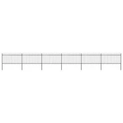 Clôture De Jardin Avec Dessus En Lance Acier 10,2 X 1 M Noir
