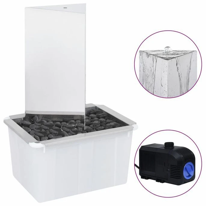 Fontaine De Jardin Et Pompe Acier Inoxydable 76 Cm Triangulaire 4 Fontaine De Jardin Et Pompe Acier Inoxydable 76 Cm Triangulaire – Image 2