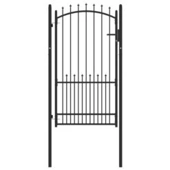 Portail De Clôture Avec Pointes Acier 100x175 Cm Noir