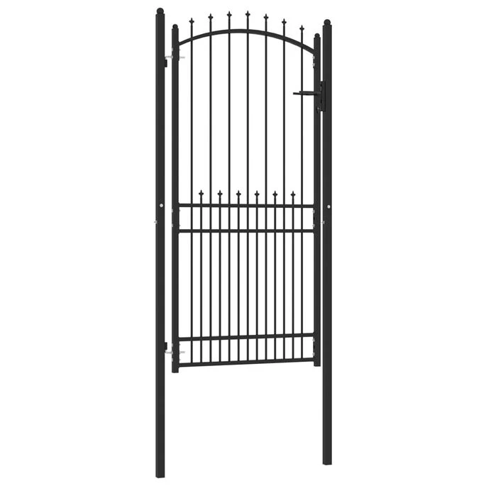 Portail De Clôture Avec Pointes Acier 100x200 Cm Noir 2 4 Portail De Clôture Avec Pointes Acier 100x200 Cm Noir 2 – Image 2