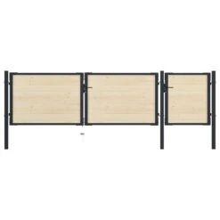 Portail De Clôture En Acier Et Bois D'épicéa 413x150 Cm