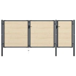 Portail De Clôture En Acier Et Bois D'épicéa 413x200 Cm