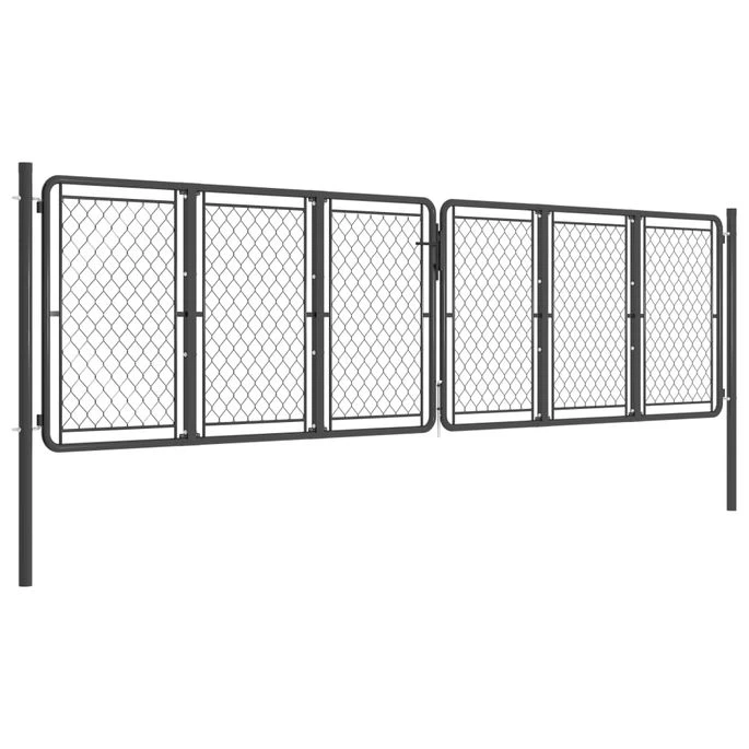 Portail De Jardin Acier 400x125 Cm Anthracite 4 Portail De Jardin Acier 400x125 Cm Anthracite â Image 2
