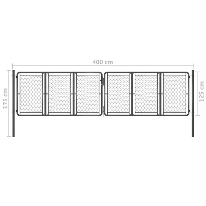 Portail De Jardin Acier 400x125 Cm Anthracite 7 Portail De Jardin Acier 400x125 Cm Anthracite â Image 5