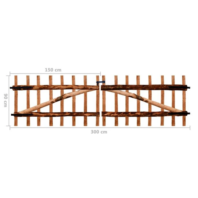 Portillon Double De Clôture Bois Noisetier Imprégné 300x90 Cm 8 Portillon Double De Clôture Bois Noisetier Imprégné 300x90 Cm – Image 6